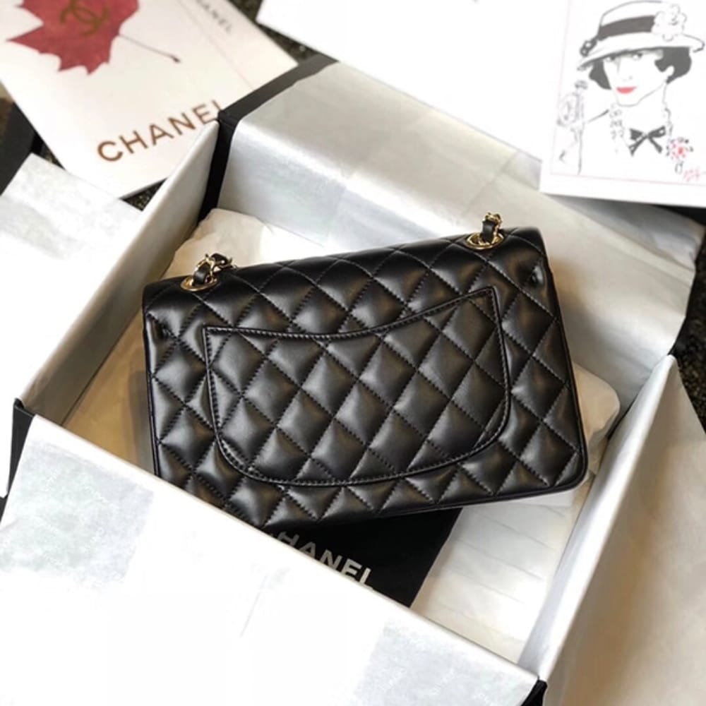 Chanel Classic 11.12 Handbag Gold Tone Metal Black 25Cm A01112 Y01295 94305