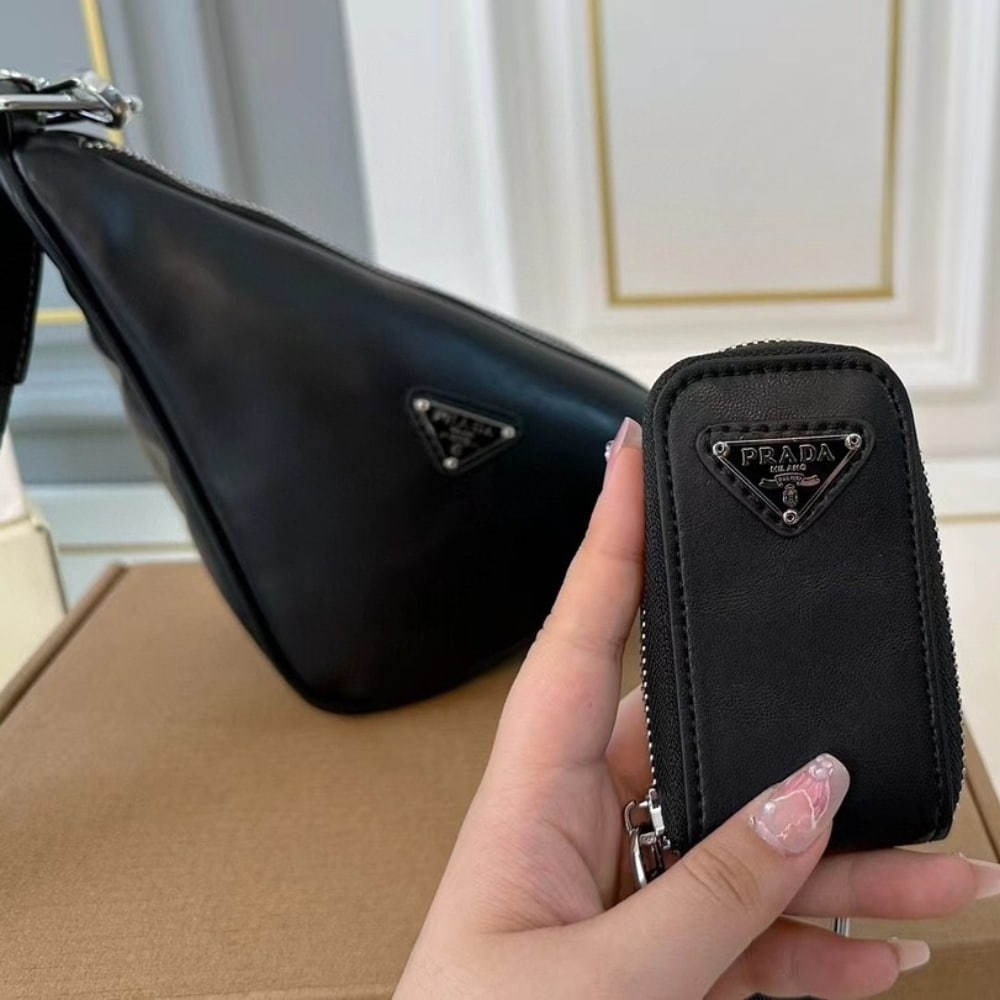 Prada Triangle Shoulder Bag Black 27Cm
