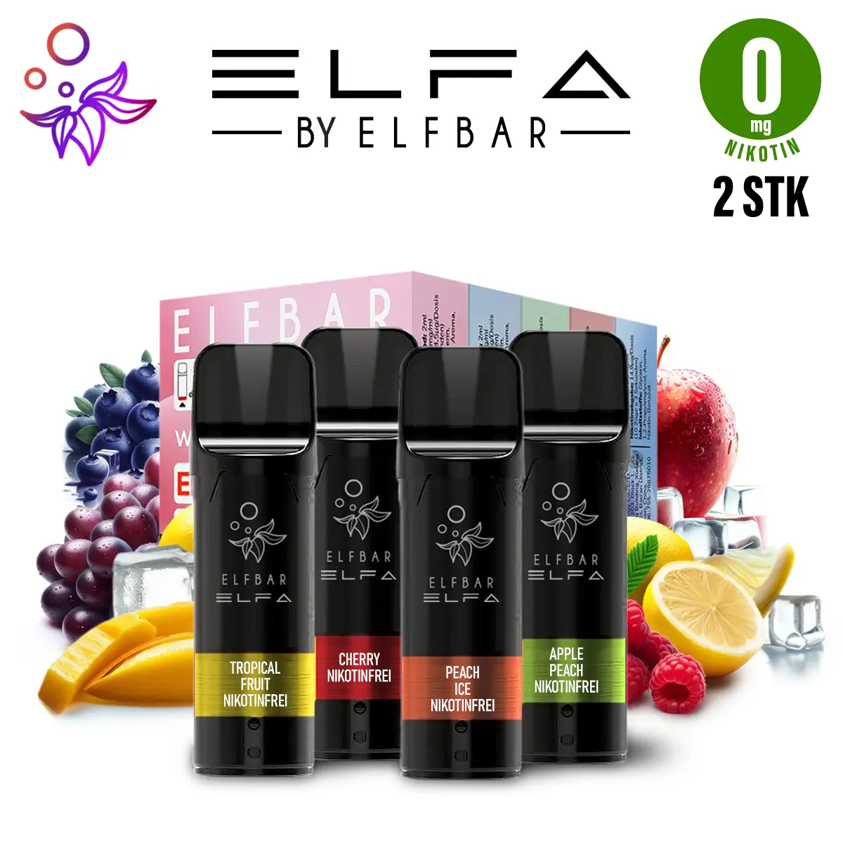 Elfbar Pods ELFA 0 mg/ml Nikotinfrei ⓿ 2 Stk.