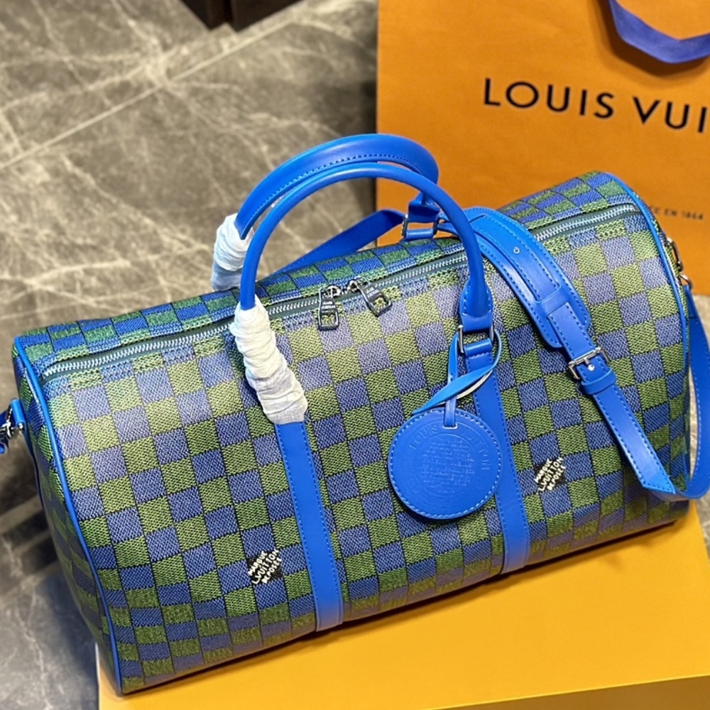 Louis Vuitton Keepall Bandoulière Blue Green 45cm