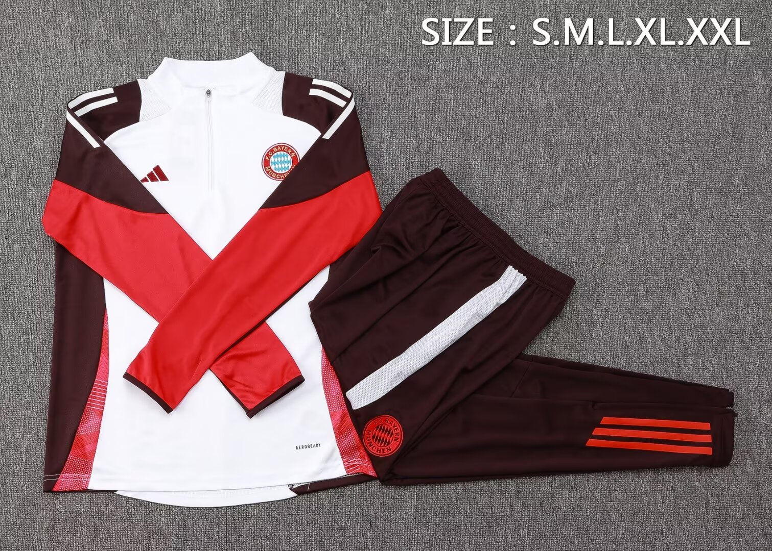 2024/2025 Bayern Munich Half-Pull Training Suit White Football Shirt 1:1 Thai Quality