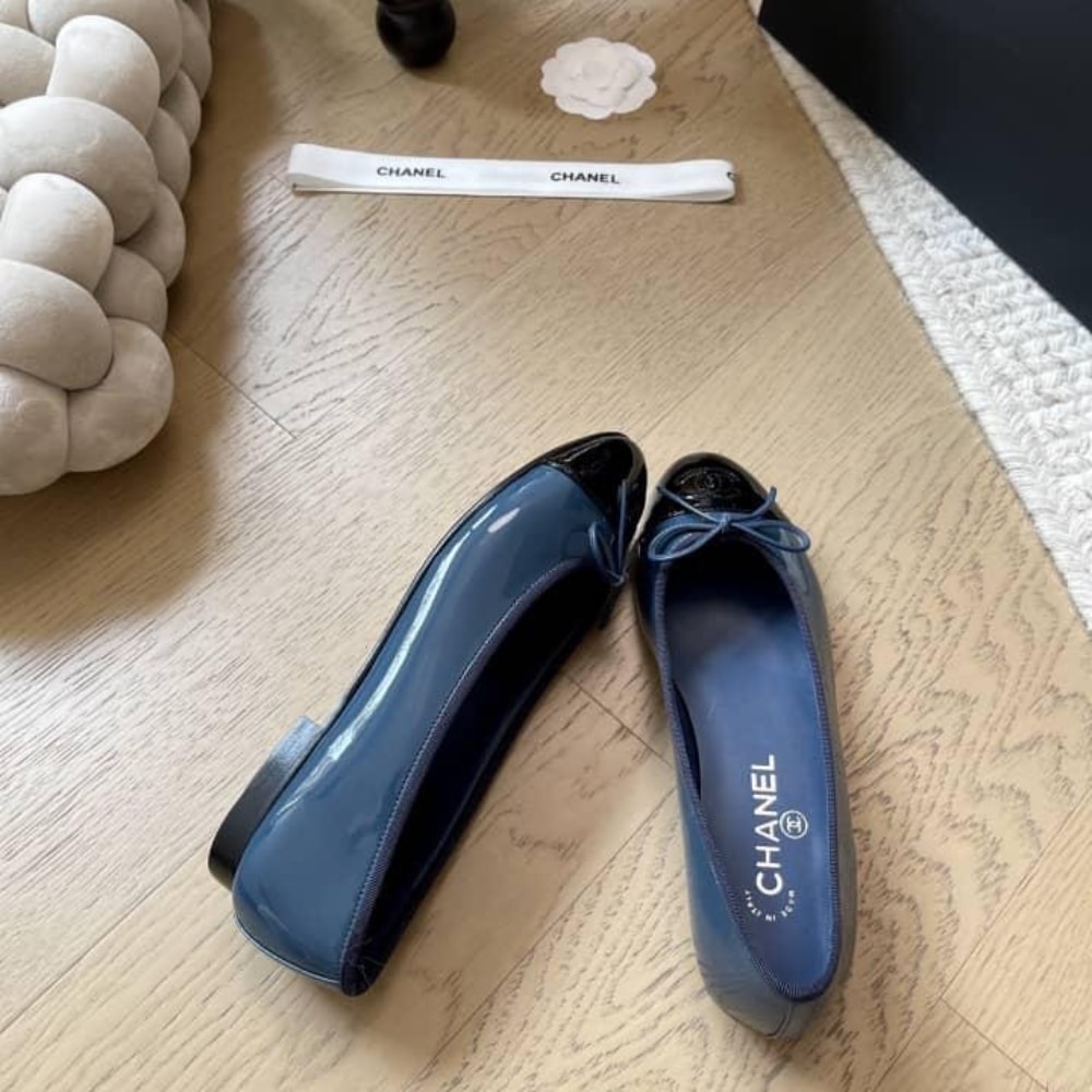 Chanel Ballet Flats Navy Blue G02819 B19028 Nacis