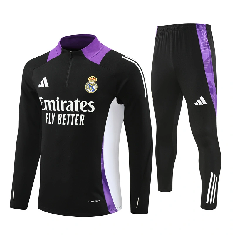 2024-25 Real Madrid Black/Purple Long Sleeve Training Suit