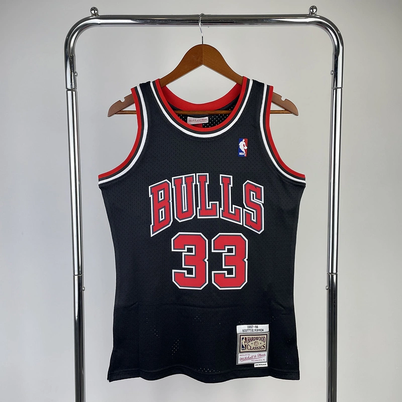 1997-98 NBA Chicago Bulls 33 PIPPEN Black  Basketball Jersey