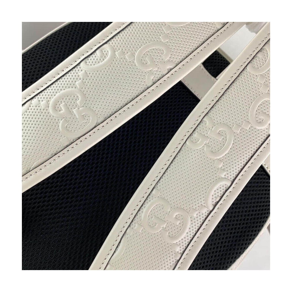 Gucci GG Embossed Backpack in White Leather