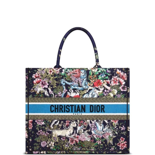 DIOR 42CM BLUE MULTICOLOR D-CONSTELLATION EMBROIDERY LARGE BOOK TOTE