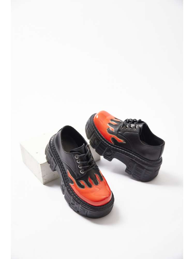Punk Colorblock Flame Platform Heels Sneaker