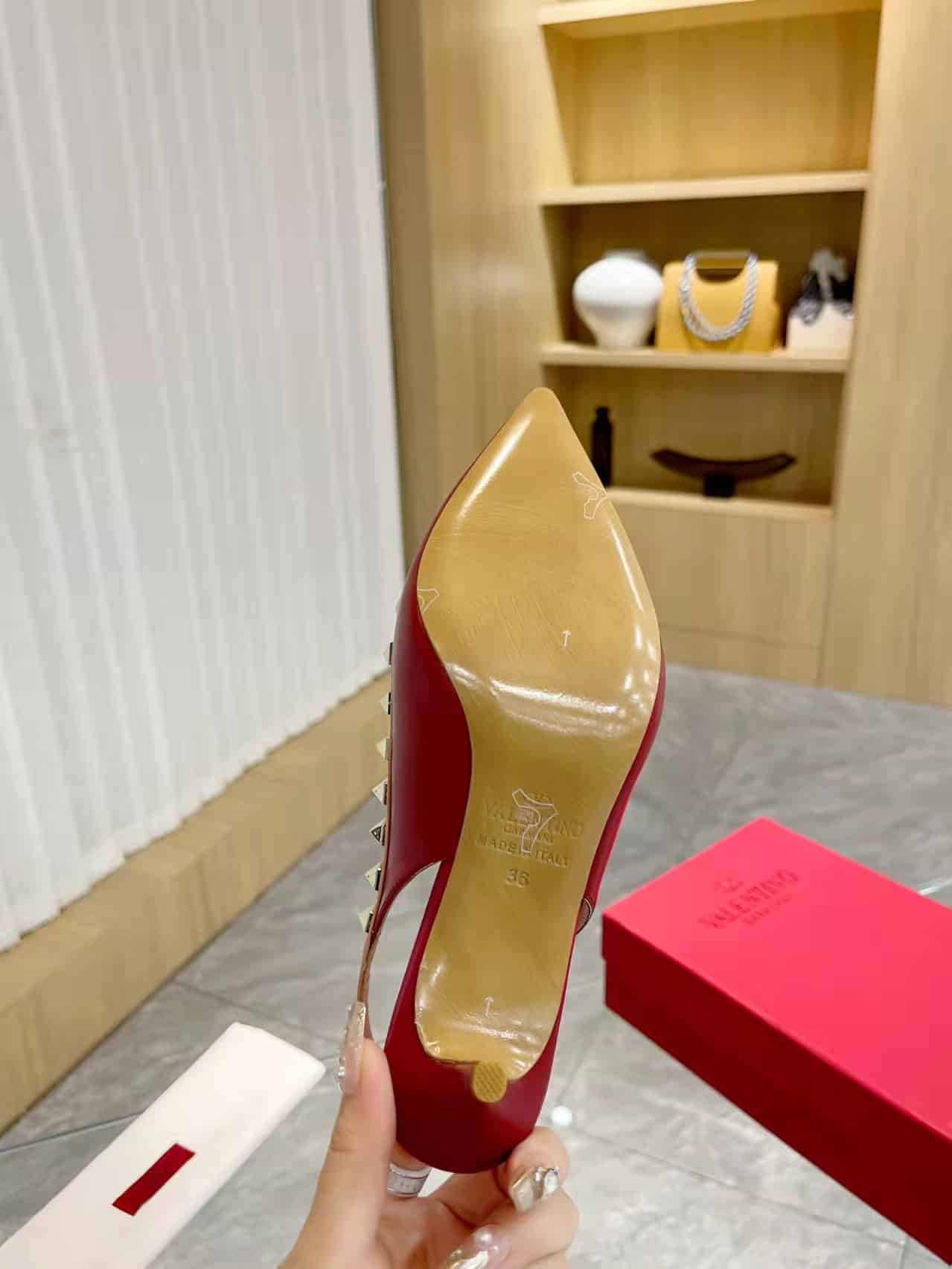 Valentino Rockstud Bow Slingback Pump In Patent Leather With Matching Studs Red