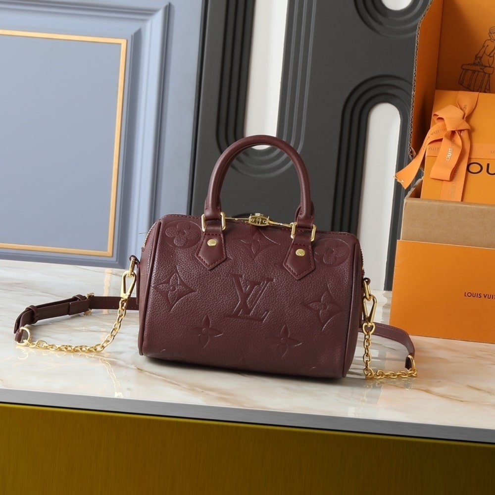 Louis Vuitton Speedy Bandouliere 20 Monogram Empreinte Grenat Red 20Cm M25929