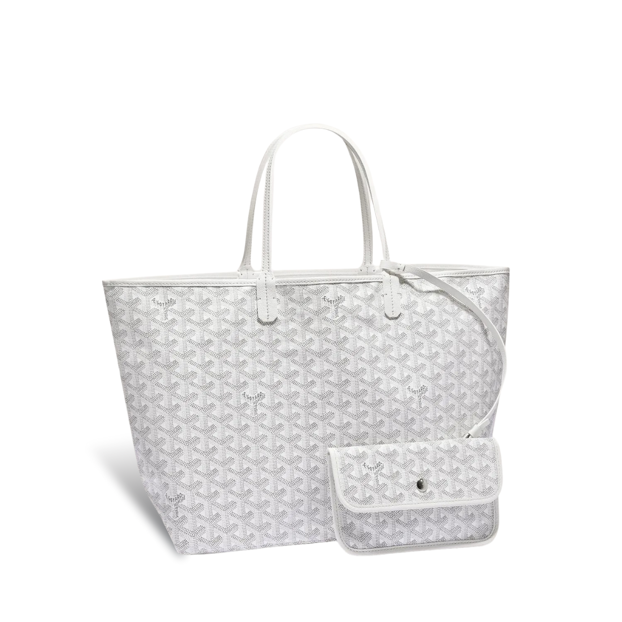 Goyard Saint Louis Pm 34Cm White Canvas Chevroches Calfskin