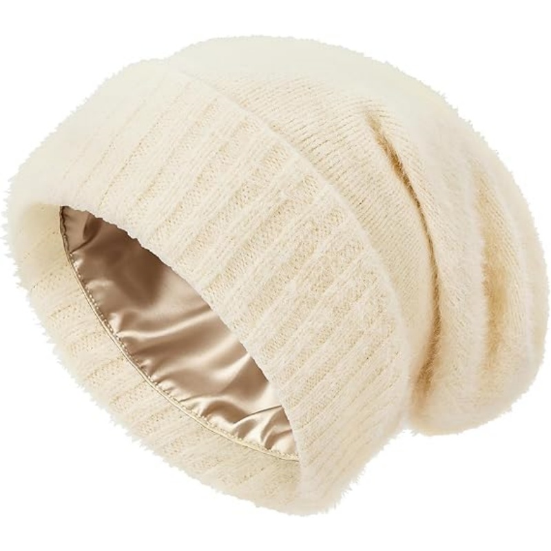 Satin Lined Slouchy Beanie Women