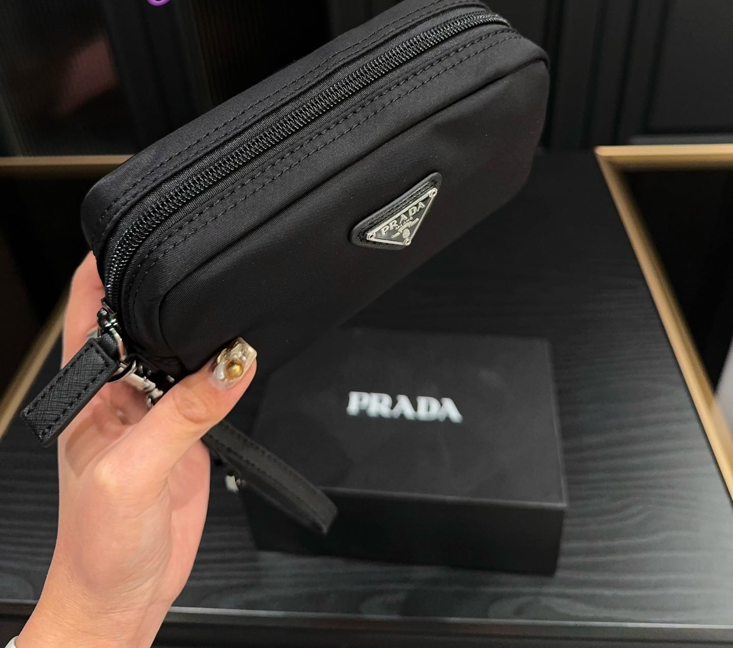 Prada Re Nylon Toiletry Bag Black 16Cm