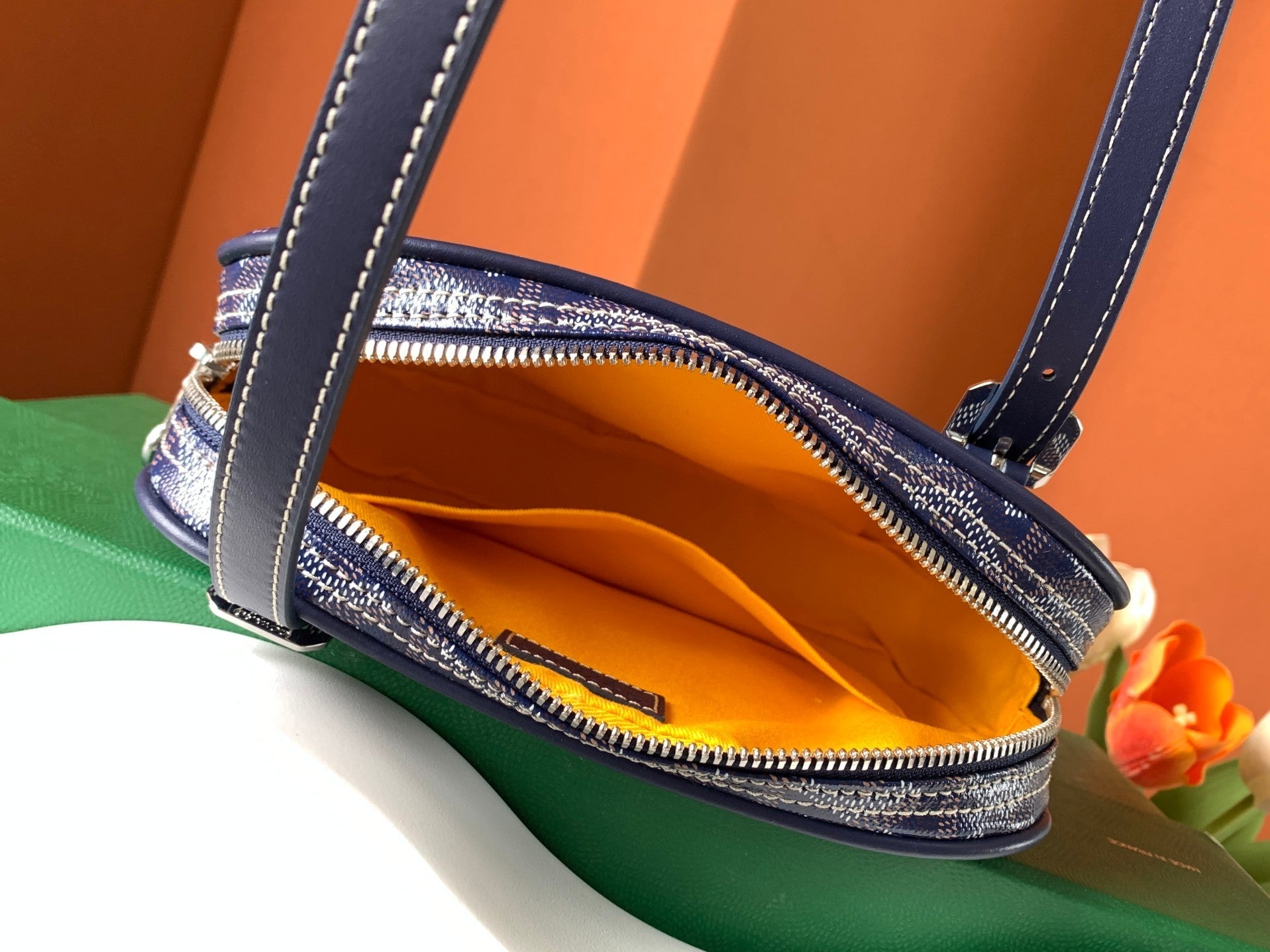 Goyard Yona Bag Coated MM 21Cm Navy Blue Canvas