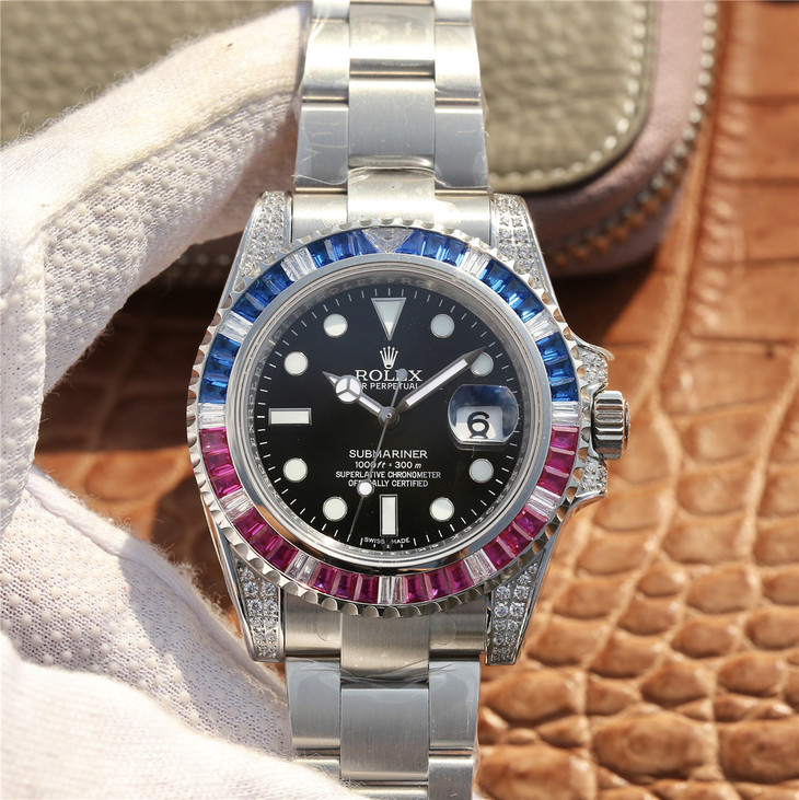 Rolex SUBMARINER 116759SARU SILVER BLUE / RED DIAMOND 40MM