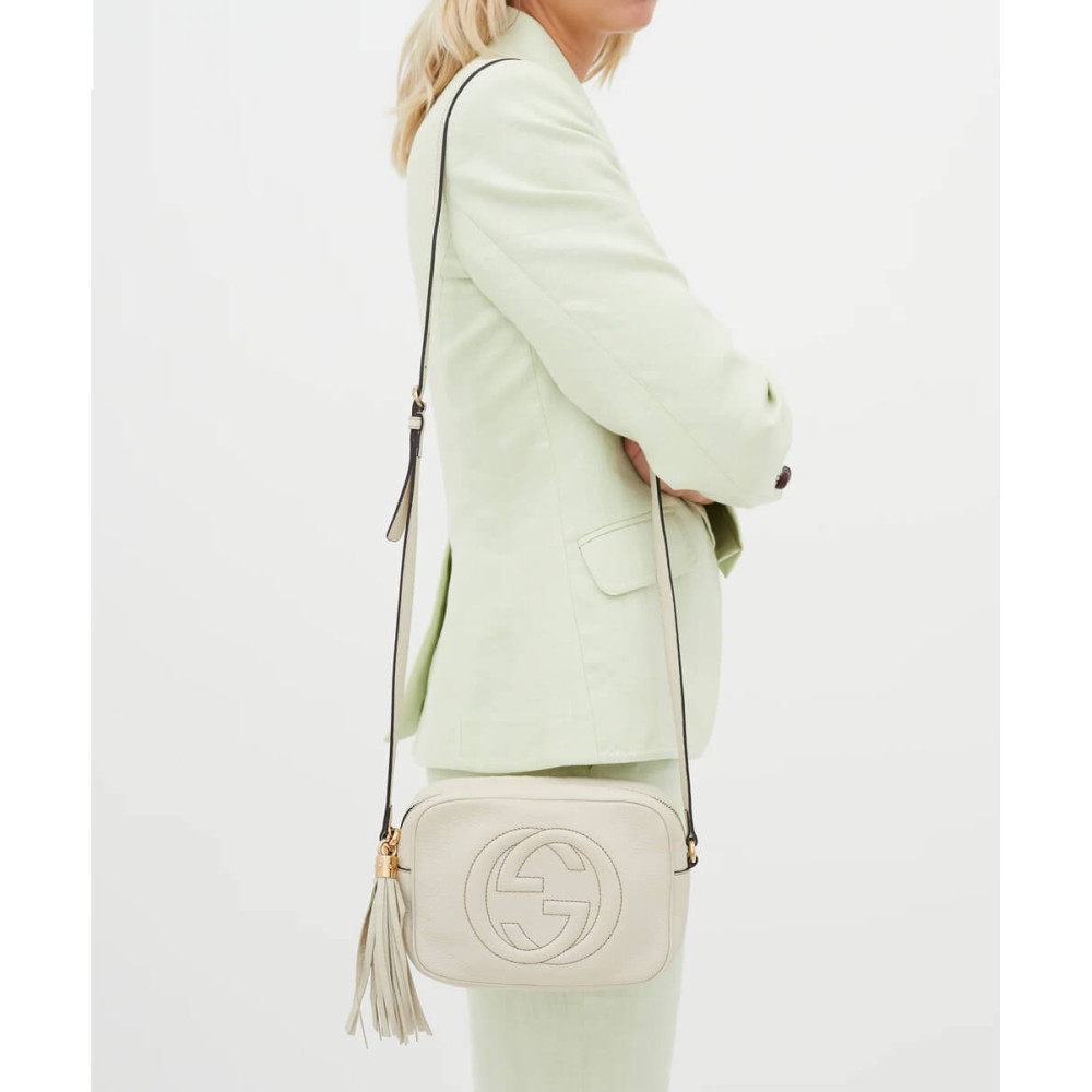 Gucci Soho Small Leather Disco Bag White