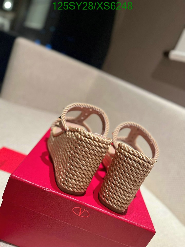 Valentino Garavani Rockstud Leather Wedge Sandals Beige