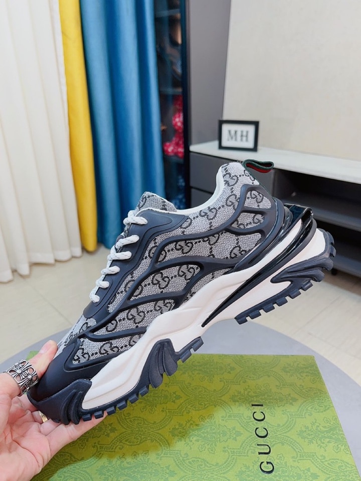 Gucci Gg Men?S Sneaker Rubber Leather Grey