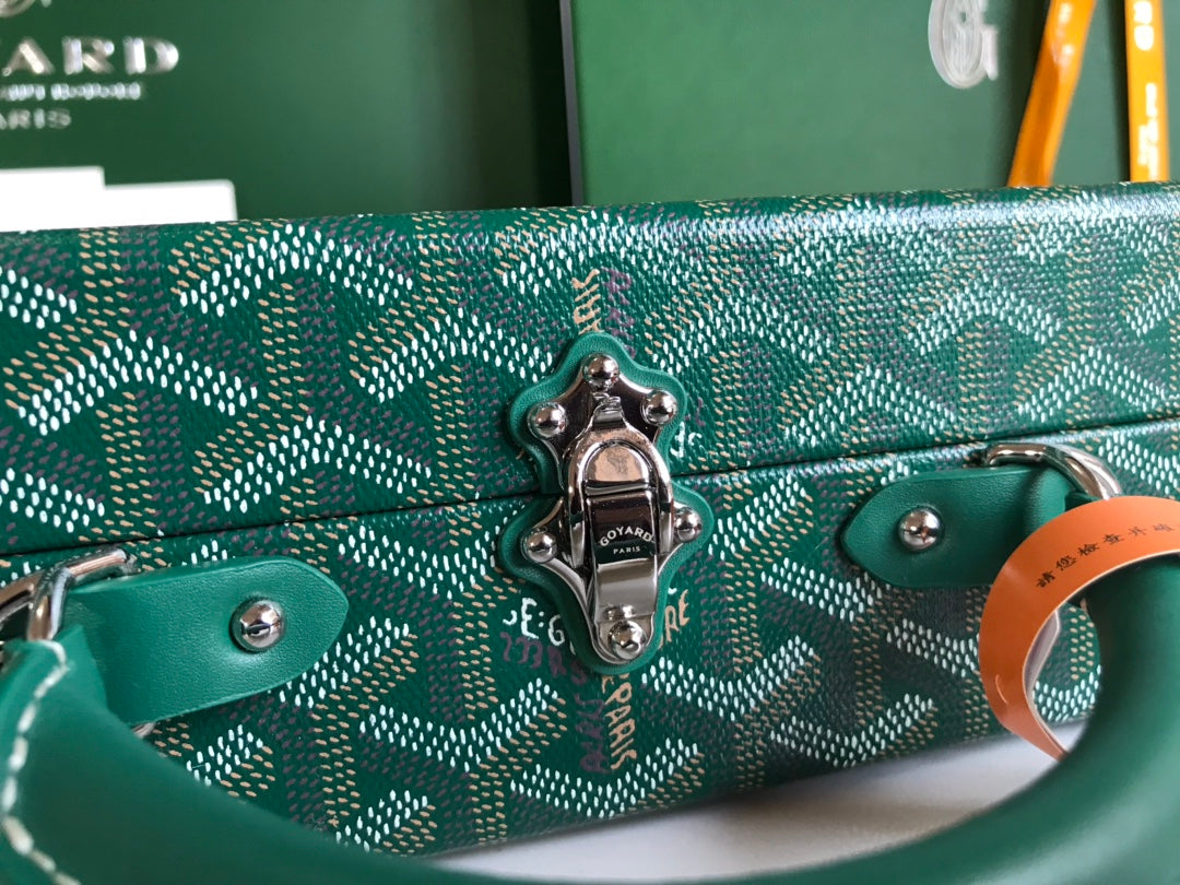 Goyard Grand Hôtel Trunk Bag 24.5cm Green Goyardine Canvas And Calfskin