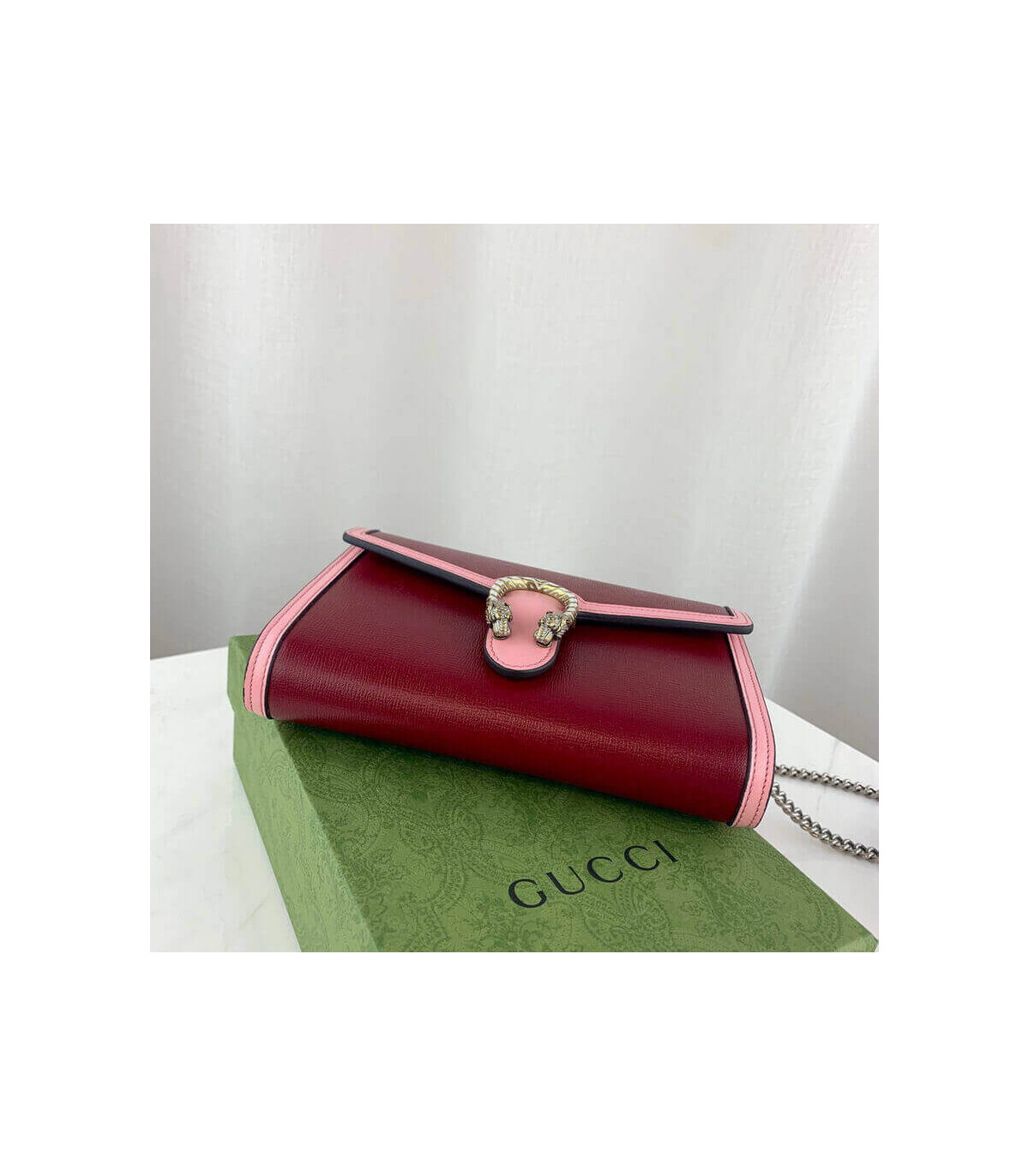 Gucci Dionysus Mini Chain Bag in Red and Pink Leather 20cm