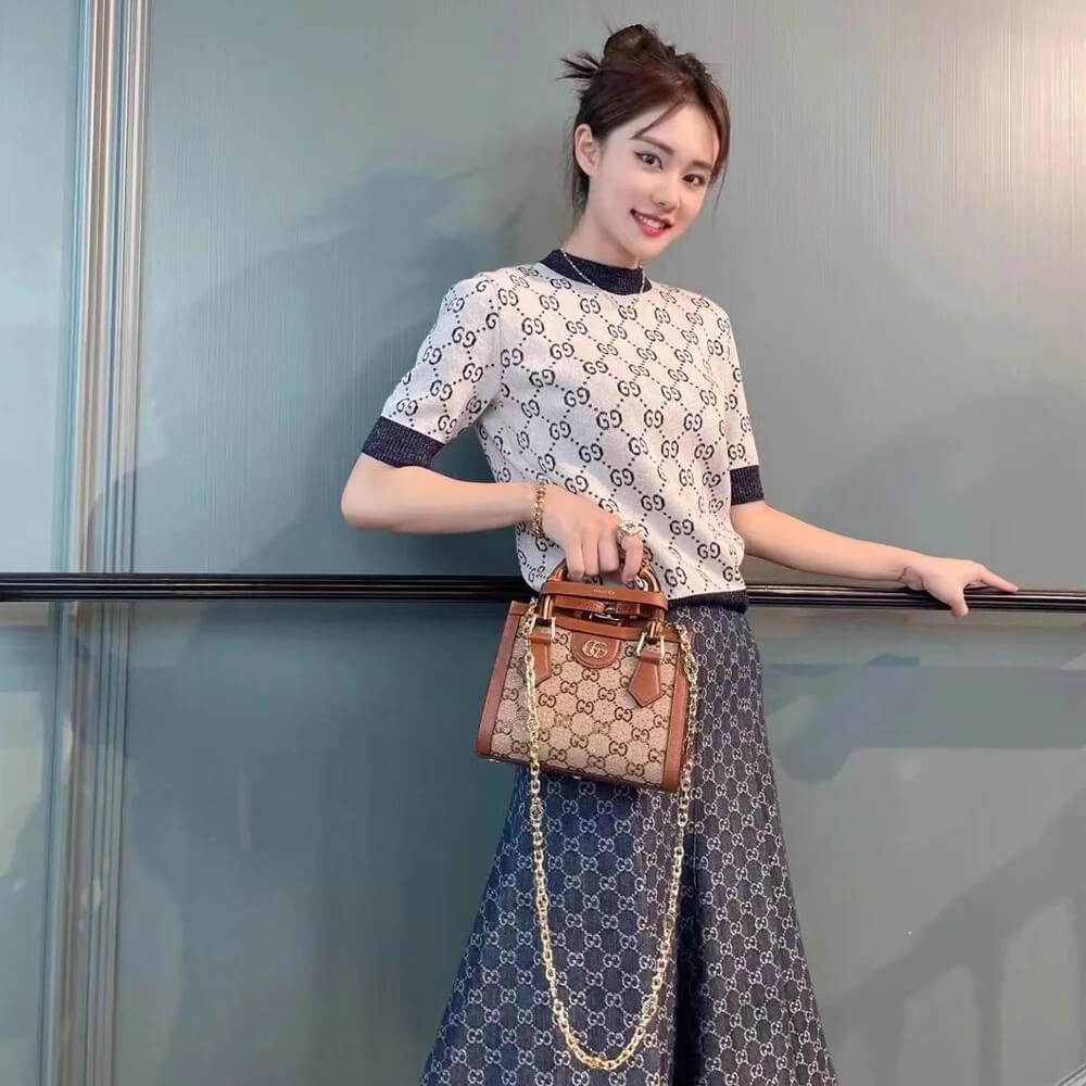 Gucci Diana Crystals Mini Tote Bag