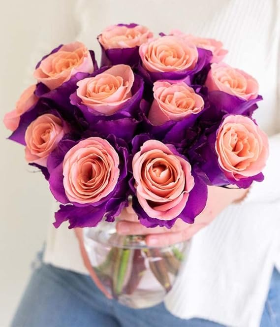 From You Flowers - One Dozen Blushing Lavender Roses with Glass Vase | Fresh Flower Bouquets for Birthday, Anniversary, Get Well or Celebration