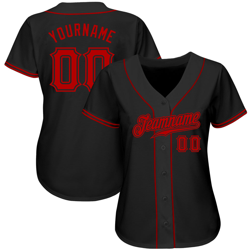 Custom Black Red  Baseball Jersey