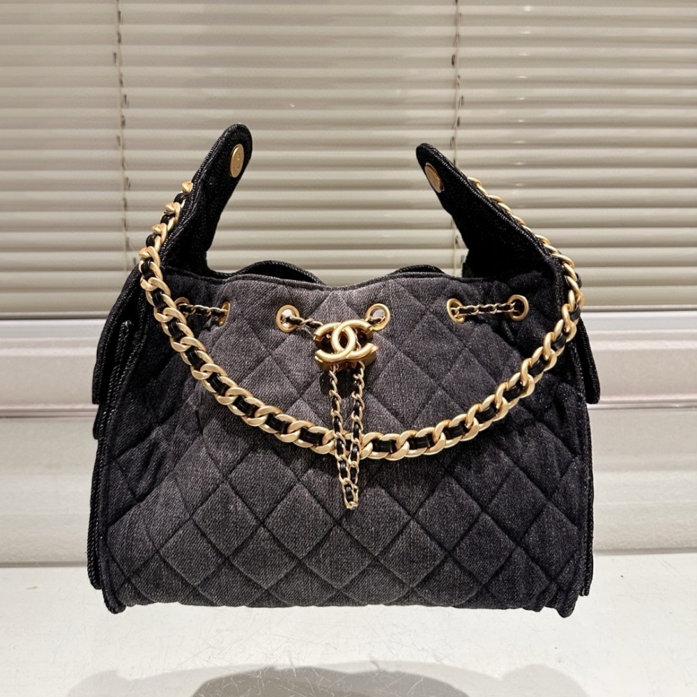 Chanel 25 Small Handbag Washed Denim Black 26cm AS5293 B20520 U0725