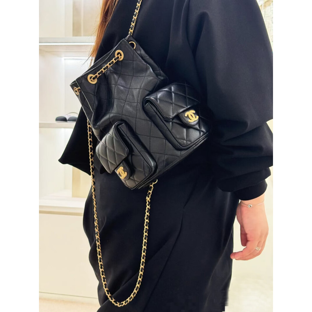 Chanel Lambskin Backpack Black
