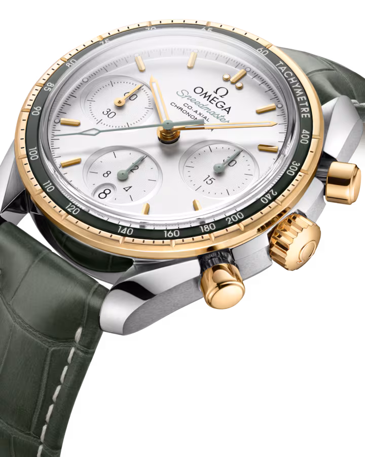 Omega Speedmaster 38 Silver Dial 38mm Stainless Steel 18k Yellow Gold Strap 324.23.38.50.02.001