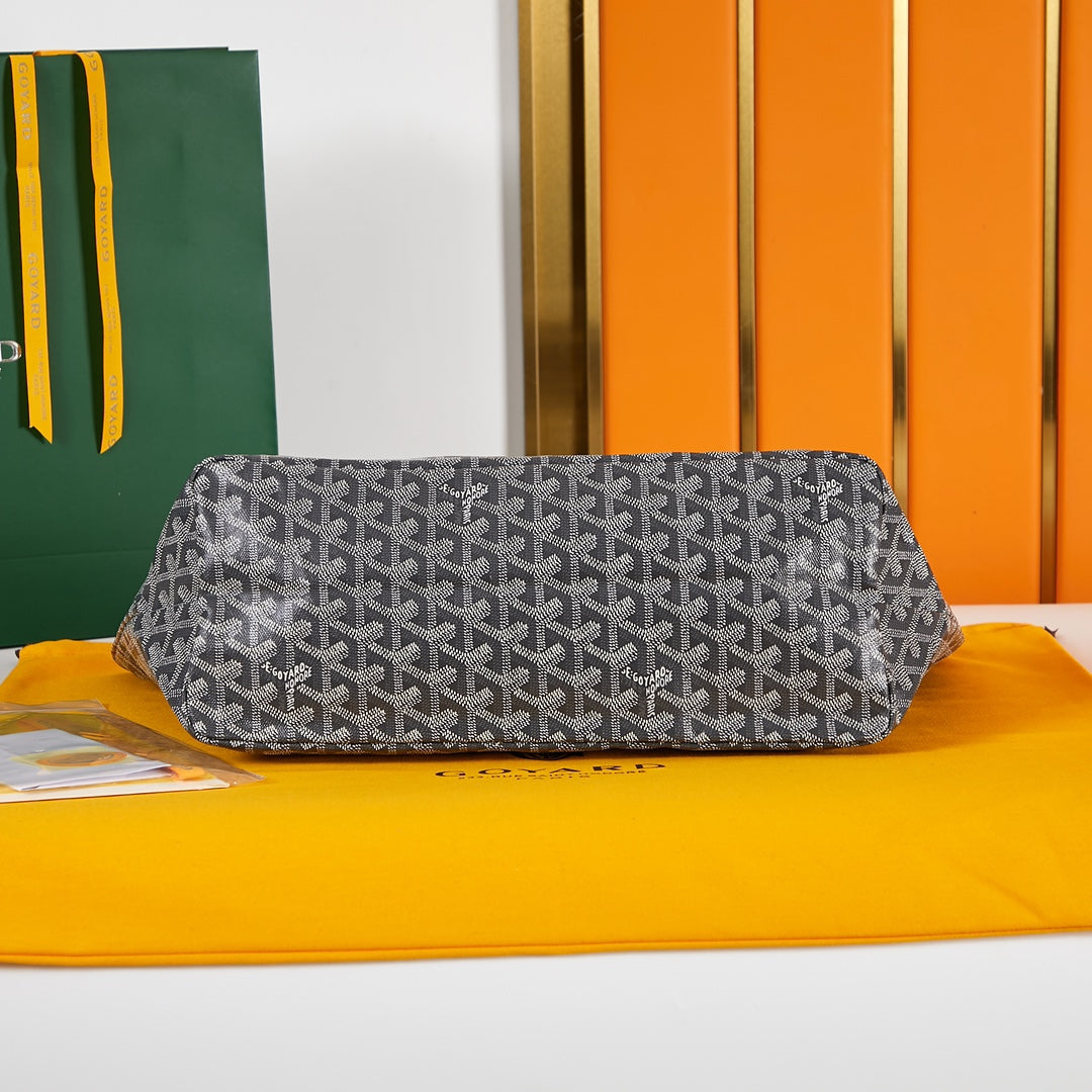 Goyard Saint Louis Pm 34Cm Grey Canvas Chevroches Calfskin