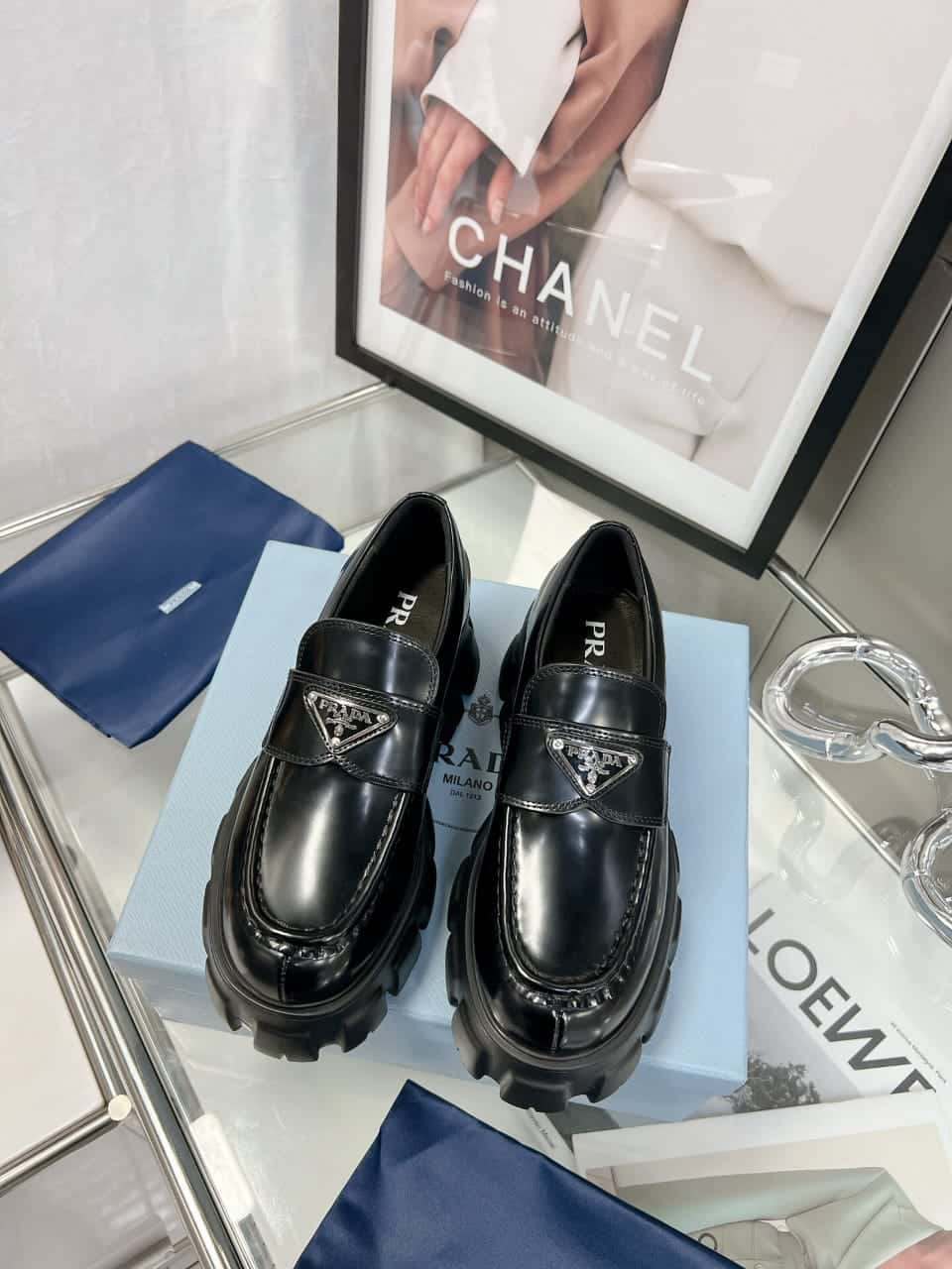 Prada Brushed Leather Monolith Loafers 1D649Mb4Lf0002Fb055