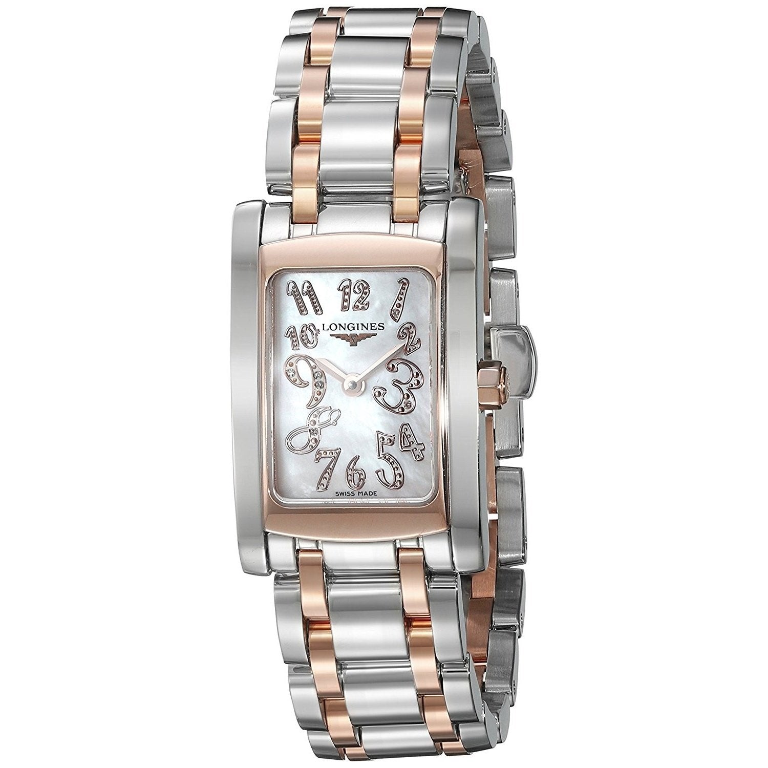 【Super Clone】Longines Women's L51555977 Dolce Vita 18kt Pink Gold Diamond Two-Tone Stainless Steel Watch