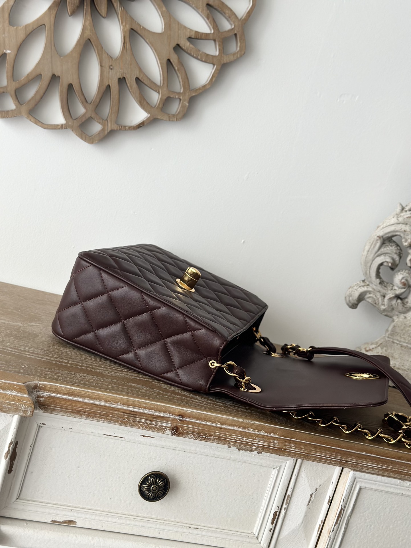 Chane Vintage out of print Big gold buckle CF Ohanel Classic Flap Bag