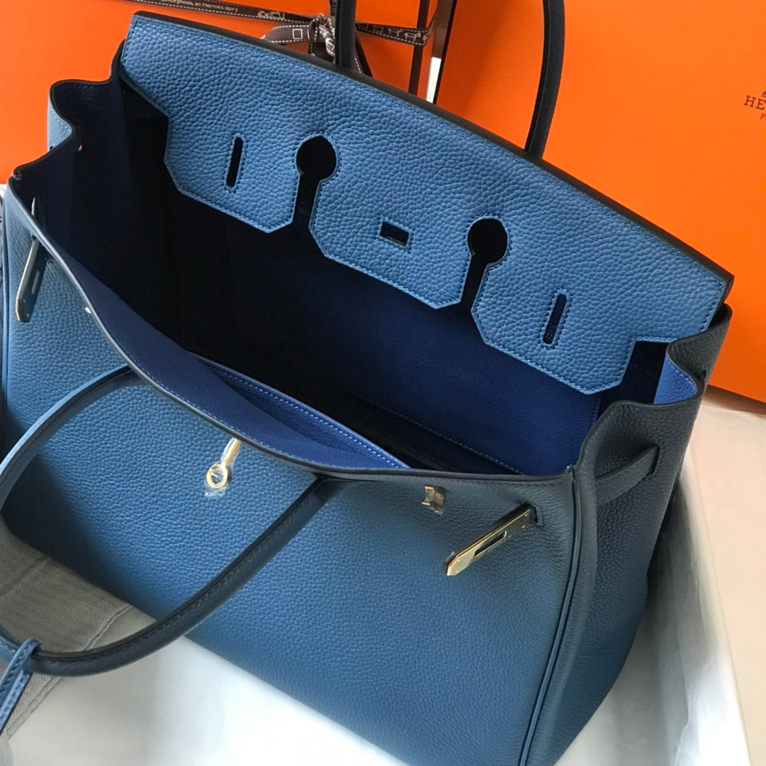 Hermes Birkin 35Cm Bag Azure Togo Gold Hardware
