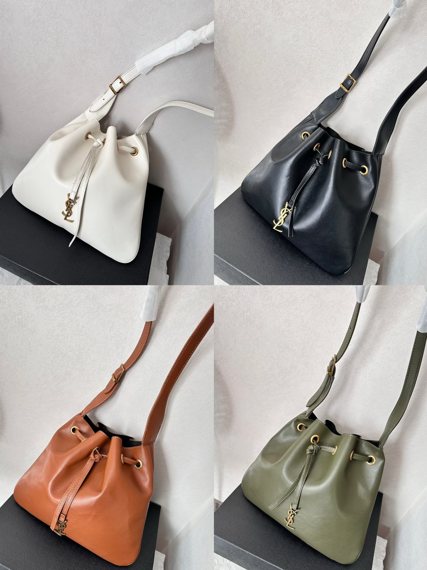 Saint Laurent Paris Vii Flat Hobo Bag In Smooth Leather Bag Dark Green 23Cm