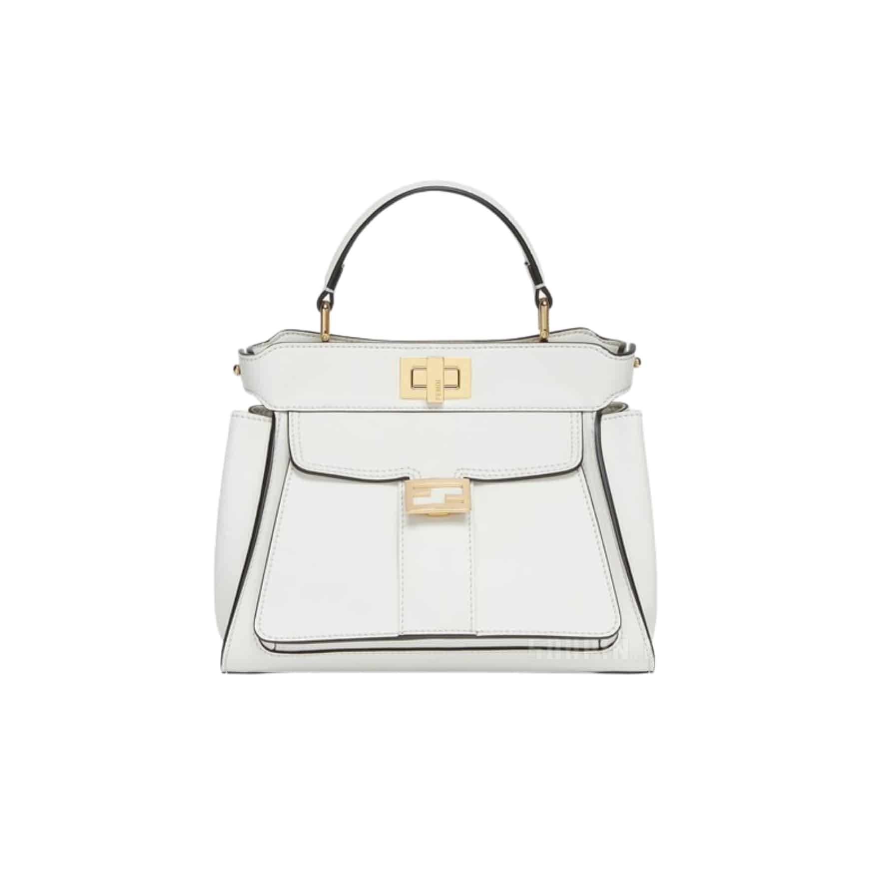 Fendi Peekaboo Mini Bag Leather Bag With Baguette Pocket White 23Cm