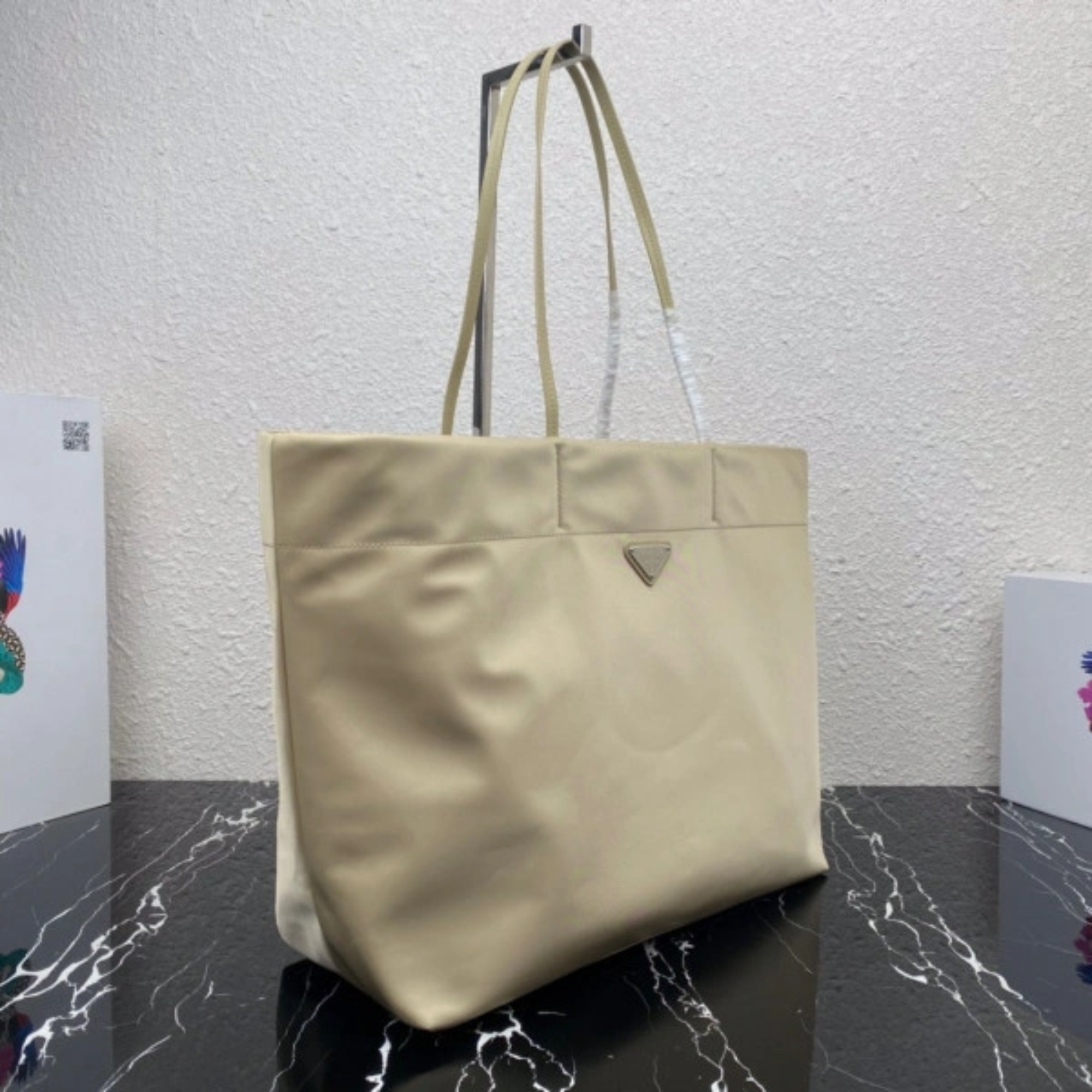 Prada Tessuto Synthetic Tote Bag Beige 35Cm