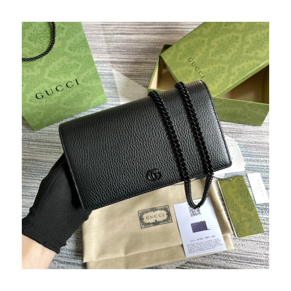 Gucci Textured Leather GG Marmont Mini Chain Bag 497985