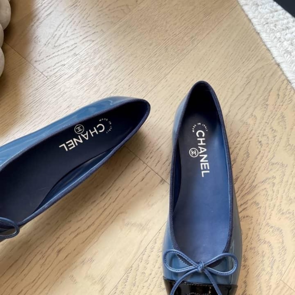 Chanel Ballet Flats Navy Blue G02819 B19028 Nacis