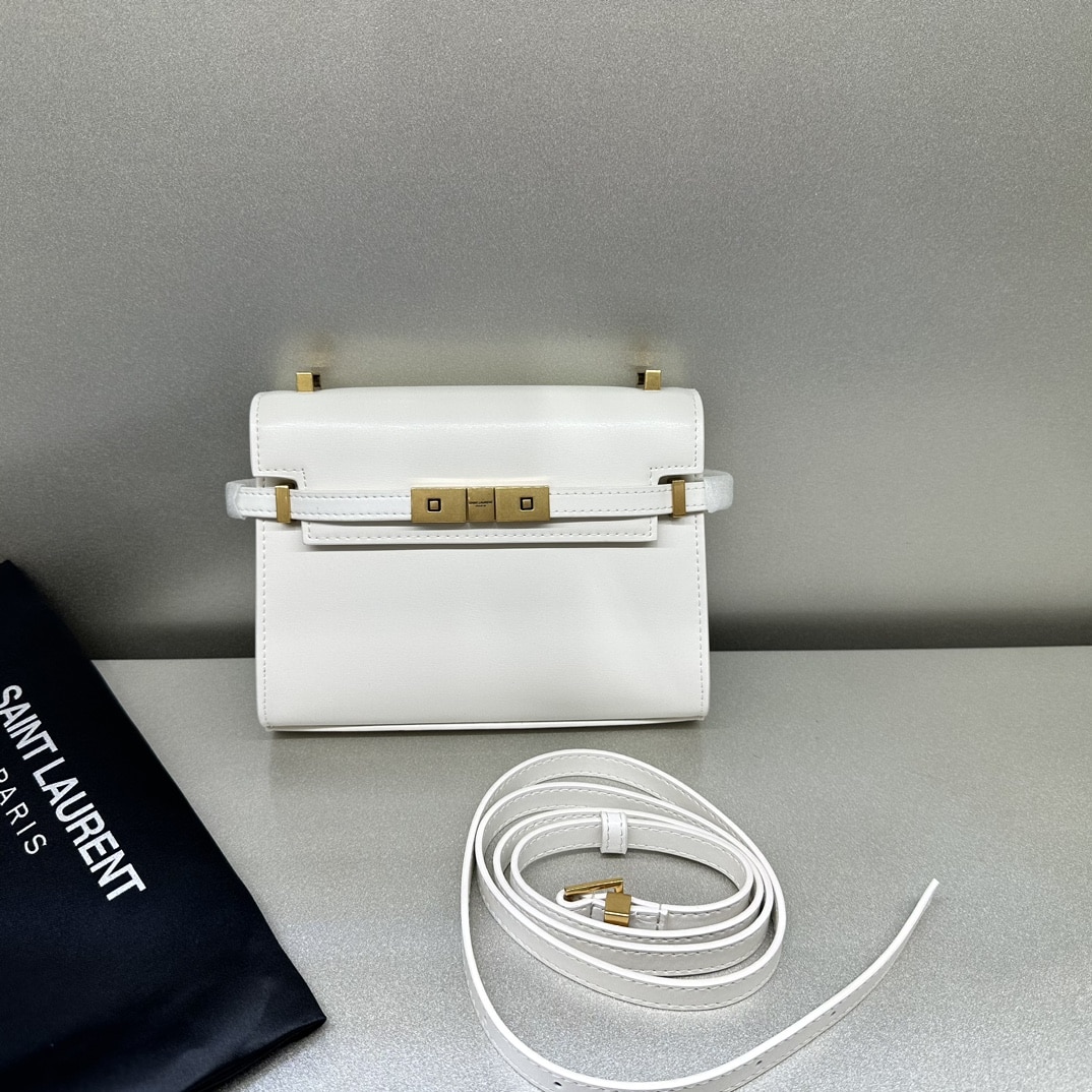 Saint Laurent Manhattan Small Shoulder Bag In Box Saint Laurent Leather White 19Cm