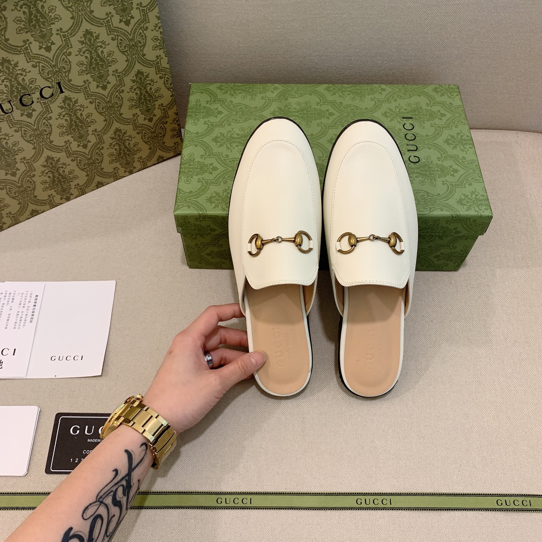 Gucci Princetown Leather Slipper White