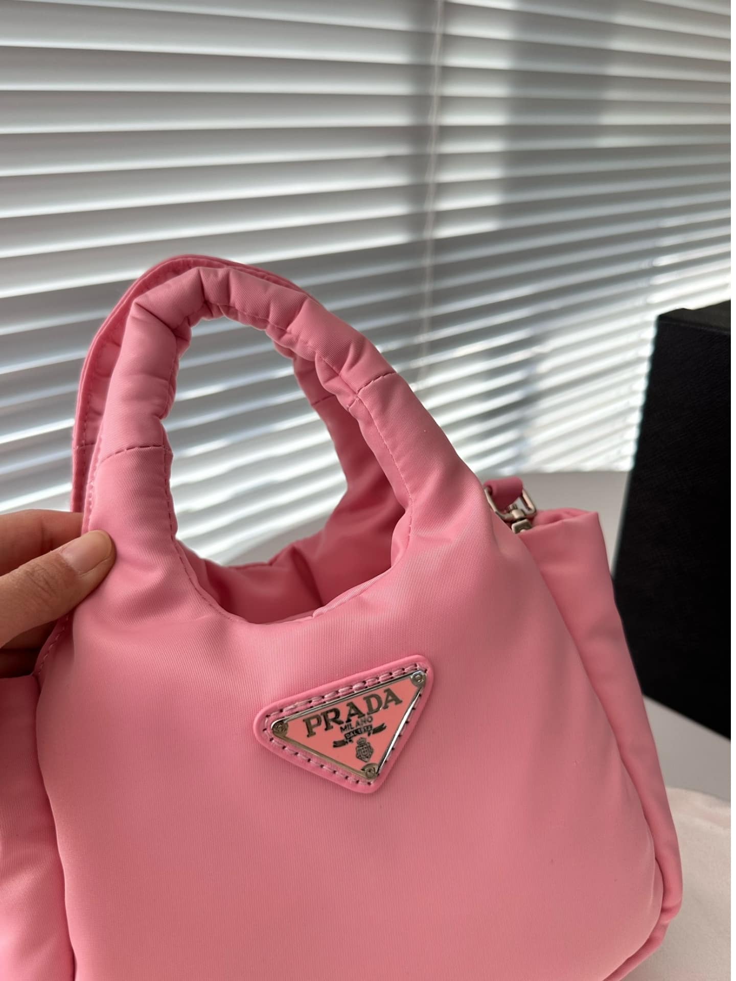 Prada Padded Soft Leather Bag Geranium Pink 19Cm
