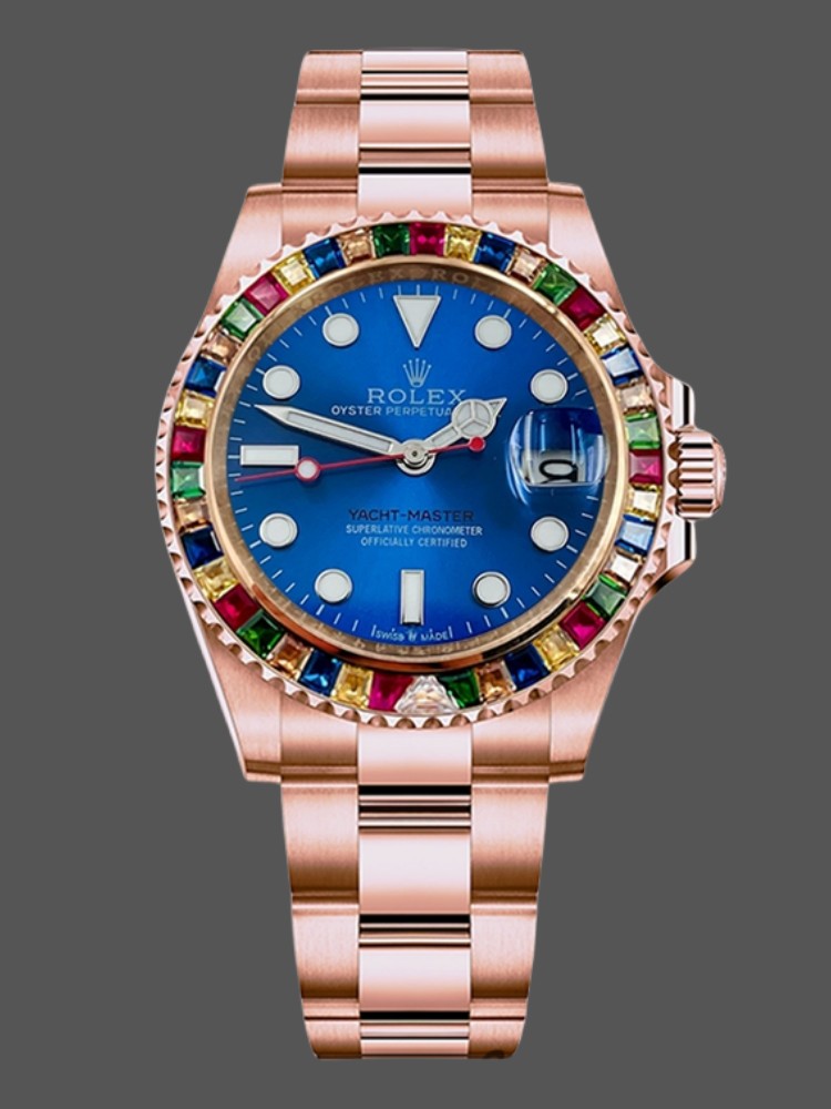【Super Clone】Rolex Yacht-Master 116695 Everose Gold Blue Dial 40MM Mens Replica Watch