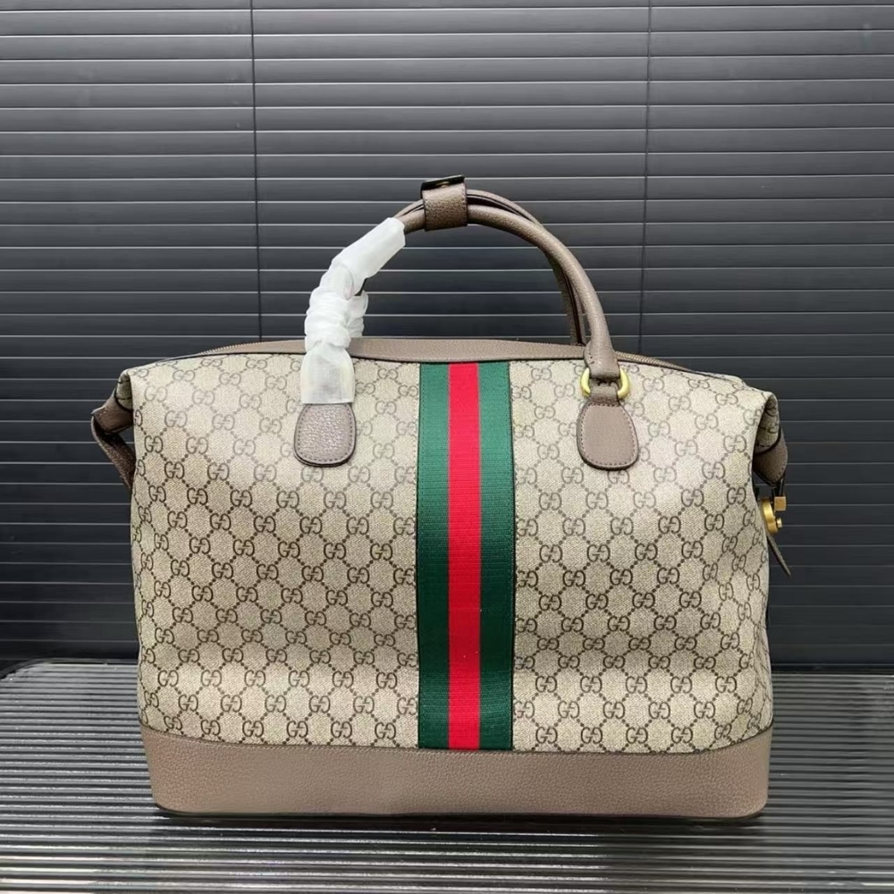Gucci Savoy Medium Duffle Bag Beige And Dark Brown 43Cm 834469 FAEOI 9746