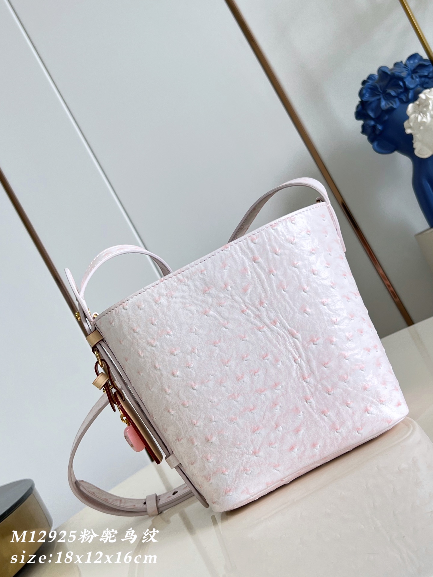 LV M12925 Pink Ostrich Texture All In BB Bag