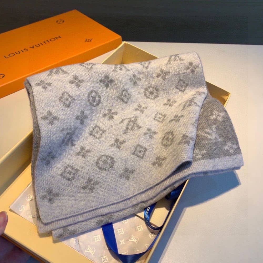 Louis Vuitton Cachecol Monogram Denim Scarf Light Grey