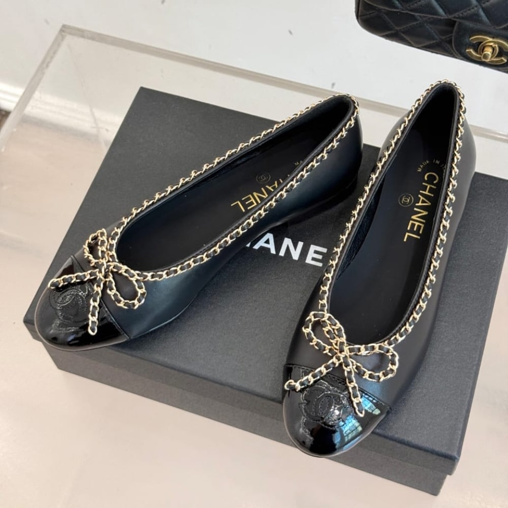 Chanel Ballet Flats Black Leather G46663 B21588 94305