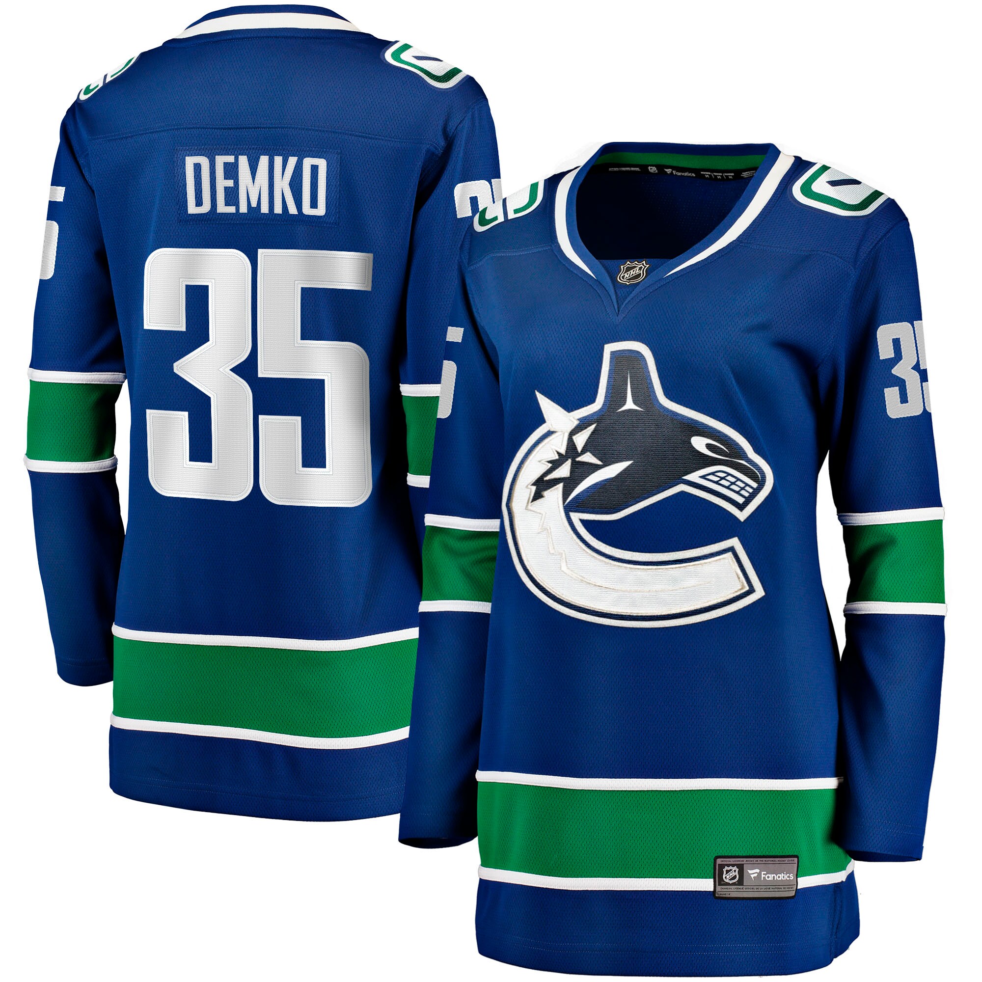 Thatcher Demko Vancouver Canucks Fanatics Women’s Home Breakaway Jersey – Blue