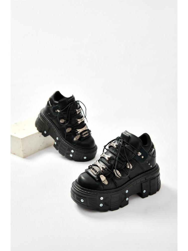 Punk Metal Decor PU Patchwork Platforms