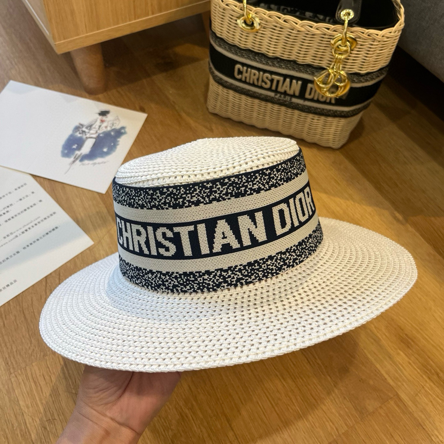 2025 Dior New Arrival Flat-Top Straw Hat